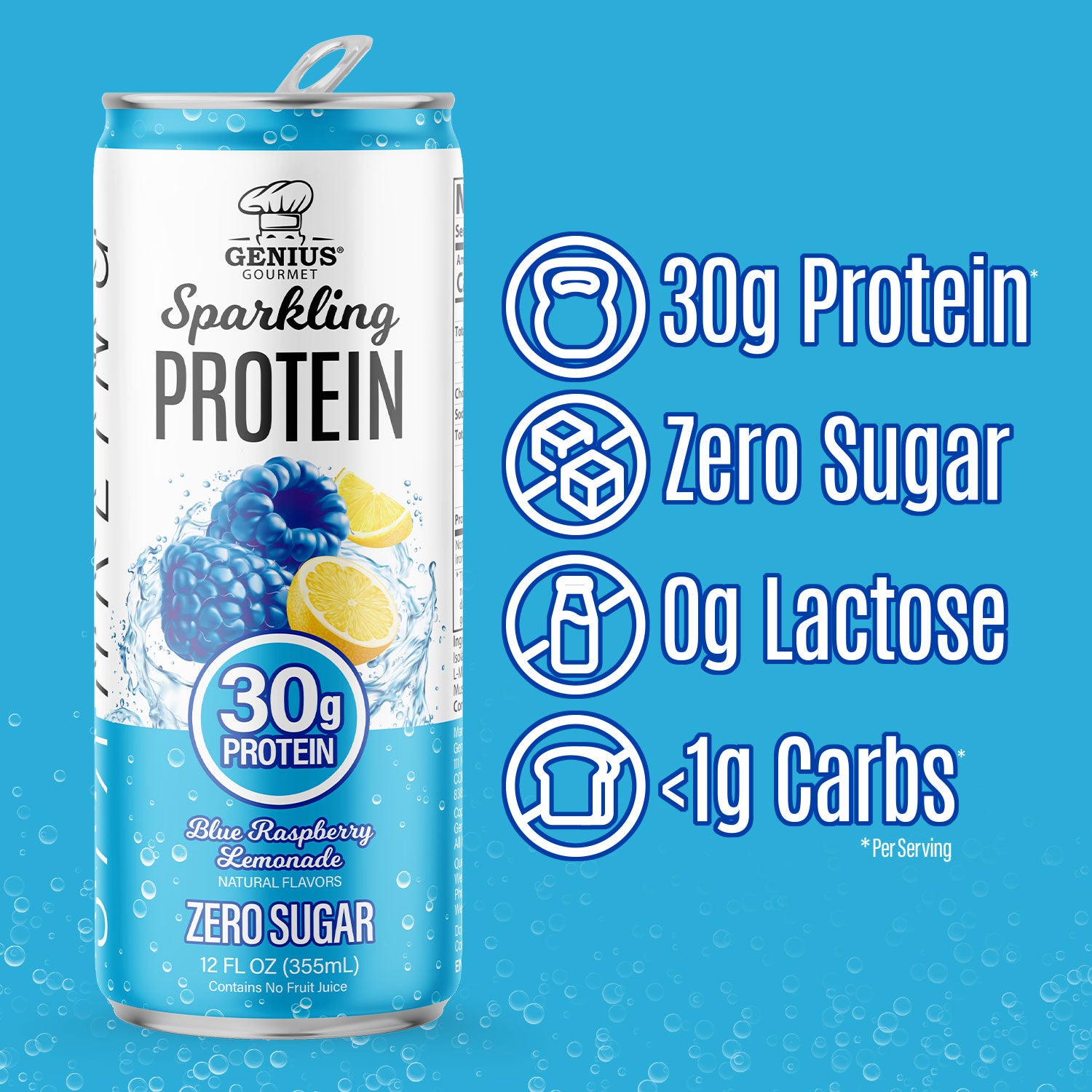 Genius Sparkling Clear Protein | Light & Refreshing 30g Protein Drink ...